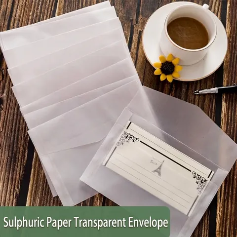 Sobres de Papel de Vitela Translúcido Mate Sobres de Embalaje de Tarjetas de Regalo para Postales Invitación de Boda Cumpleaños DIY Suministros de Oficina