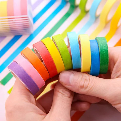 Ruban Washi Couleur Bonbon Arc-En-Ciel Couleur Unie Ruban Adhésif Décoratif Pour DIY Scrapbooking Journaling Planner Esthétique Fournitures Bureau École