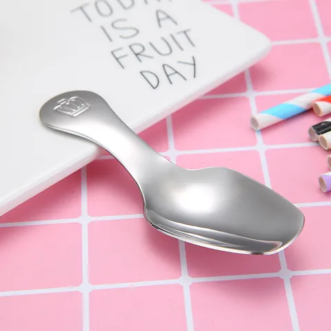 304 Stainless Steel Dessert Spoon Mirror Polishing Tea Spoon Thickened Short Handle Small Soup Spoon For Coffee Cake