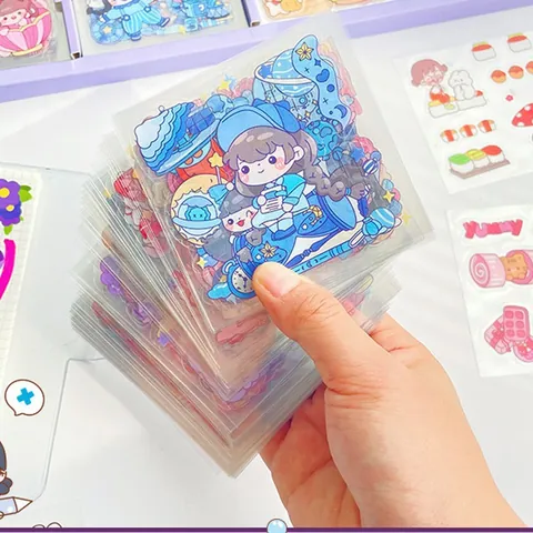 PET Cartoon Stickers For Scrapbooking Kawaii Transparent Waterproof DIY Decorative Labels Girl Pattern Cute Hand Account Decals