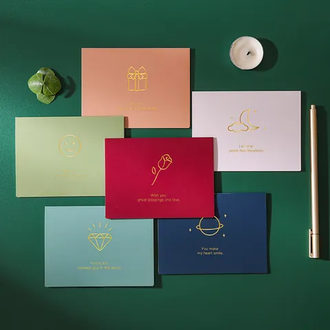 Minimalist Bronzing Greeting Cards With Envelopes High Grade Cardstock Message Cards For Birthday Wedding DIY Gift Collection