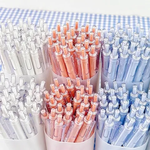 Minimalist Retractable Gel Pen Morandi Color Plastic Shell ST Tip 0.5mm Black Ink Quick Dry Student Office School Stationery