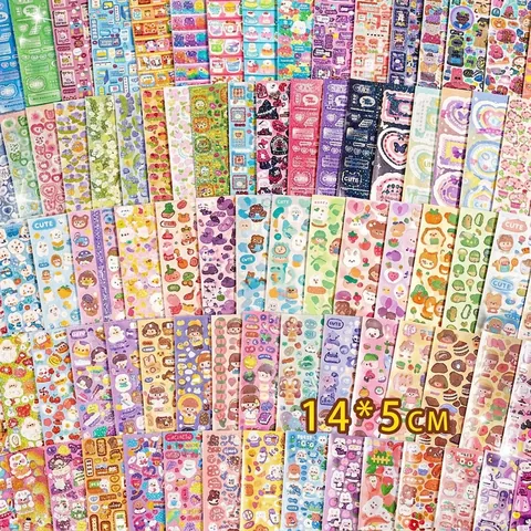 Cute Cartoon DIY Planner Stickers INS Style Scrapbooking Material Guka Decoration Laser Glitter Multicolored Kids Students Stationery Stickers