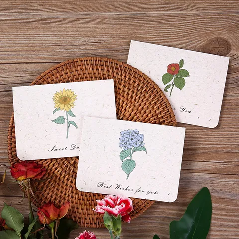 Juego de Tarjetas de Felicitación Botánicas Vintage Con Sobres Kraft Pegatinas Tarjetas Postales Florales DIY Regalo