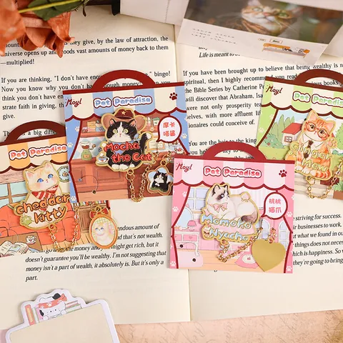 Cute Cartoon Cat Metal Bookmark Enamel Gold Plated Animal Page Marker Stationery Students Kids Reading Book Accessories Gift