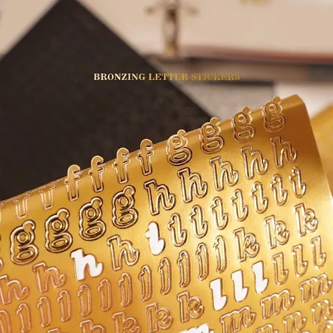 Gold Silber Schwarz Weiß Englisches Alphabet Nummer Aufkleber Für DIY Sammelalbum Karte Dekoration Heißprägen PVC Brief Aufkleber