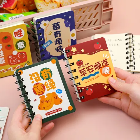 A7 Mini Cute Cartoon Fruit Animal Spiral Notebook Portable Pocket Student Prize Reward Gift Memo Pad 80 Sheets Journal
