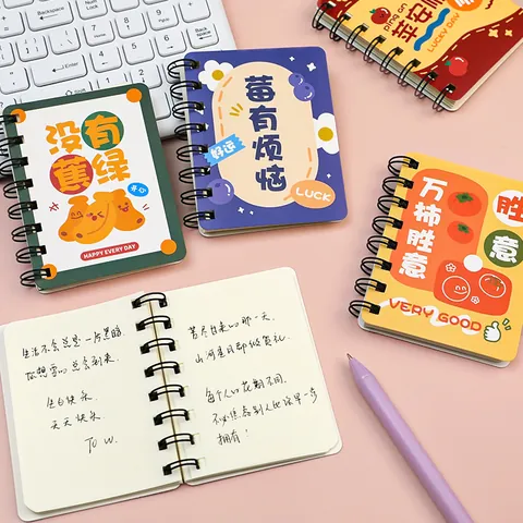 A7 Mini Cute Cartoon Fruit Animal Spiral Notebook Portable Pocket Student Prize Reward Gift Memo Pad 80 Sheets Journal