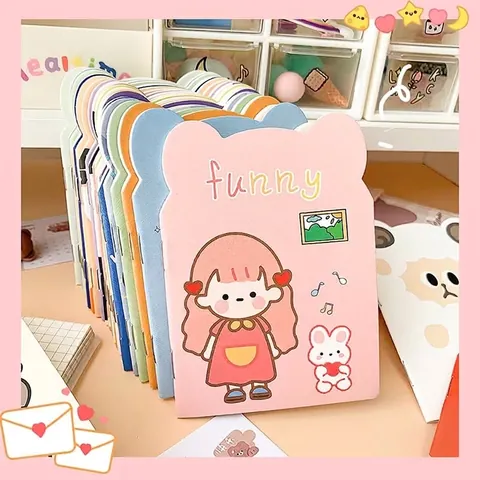 Portable Cute Cartoon Pocket Notebook For Students Children Mini Heteromorphic Saddle Stitch Memo Pad School Stationery Gift