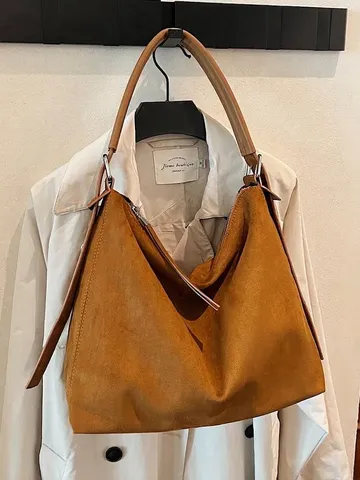 Borsa Tote Donna Vintage Grande Capacità Nuova Autunno Inverno Semplice Borsa a Spalla in Pelle PU Pendolare Hobo Retrò