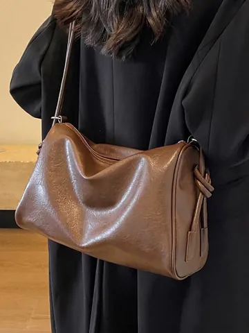 Borsa a Spalla Donna Vintage Grande Capacità 2025 Nuova Moda Versatile Borsa a Tracolla in Pelle PU Hobo Borsa da Sottobraccio