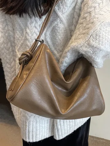 Borsa a Spalla Donna Vintage Grande Capacità 2025 Nuova Moda Versatile Borsa a Tracolla in Pelle PU Hobo Borsa da Sottobraccio