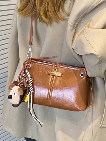 Vintage PU Leren Schoudertas Voor Dames Mode Boston Crossbody Tas Grote Capaciteit Effen Kleur Messenger Bag