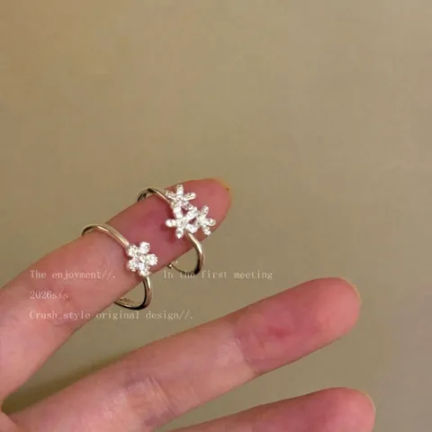 Luxus Kupfer Zirkonia Blume Offener Ring Für Damen Zarte Florale Versilberte Verstellbare Fingerring Mode Schmuck Zubehör