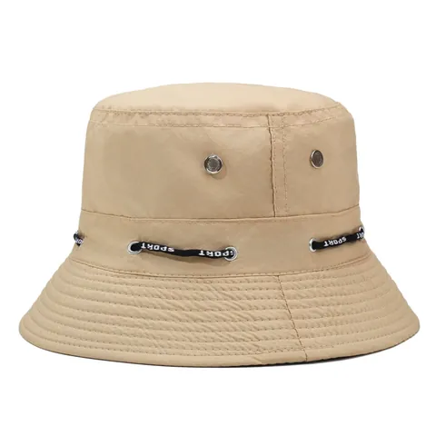 Bucket Hat Polyester Breathable Outdoor Summer Sun Protection Adjustable Drawstring Fisherman Hat Casual Short Brim