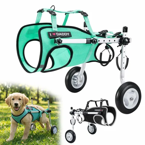 Adjustable Pet Wheelchair Aluminum Alloy Walking Assistance Cart For Injured Dogs Mobility Support Recovery Equipment