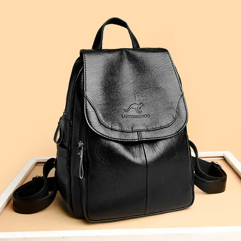 Dames Grote PU Leren Rucksack Euro-Amerikaanse Retro Zachte Effen Kleur Waterdichte Rugzak Mode Vrouwen Anti-Diefstal Rugzak