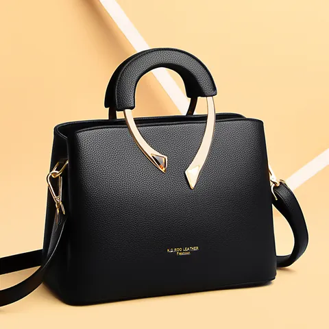 Damen Henkeltasche Mode Litschimuster PU Leder Schultertasche Luxus Metallgriff Tragetasche Täglich Pendeln Handtasche Geschenk Für Mutter