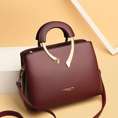 Damen Henkeltasche Mode Litschimuster PU Leder Schultertasche Luxus Metallgriff Tragetasche Täglich Pendeln Handtasche Geschenk Für Mutter