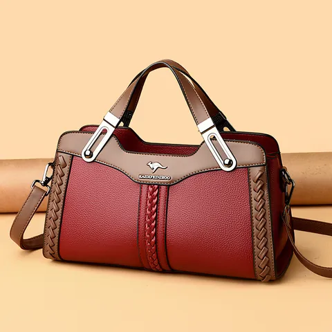 2025 Nuovo Design Borsa a Tracolla Donna Colore a Contrasto Pelle PU Borsa Messenger Moda Logo Canguro Borsa a Mano per Mamma
