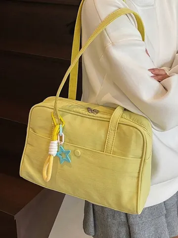 Sac Fourre-Tout en Tissu Oxford de Grande Capacité pour Femmes Sac à Bandoulière Décontracté de Haute Qualité pour Étudiants Avec Pendentif Étoile
