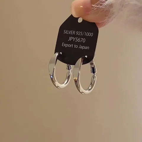 925 Sterling Silver Earring Post Copper Gold Plated Brushed Metal Hoop Earrings For Women Light Luxury Geometric Stud Earrings