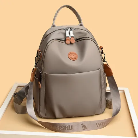2025 Estate Nuova Moda PU Pelle Zaino Multiuso per Donna Tinta Unita Borsa a Tracolla Cellulare Grande Capacità Borsa a Mano Quotidiana
