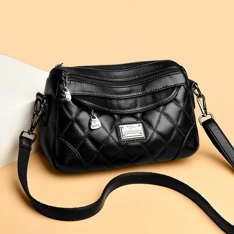 Borsa a Tracolla da Donna in Morbida Pelle PU di Grande Capacità Borsa a Spalla Trapuntata Classica con Più Scomparti Moda