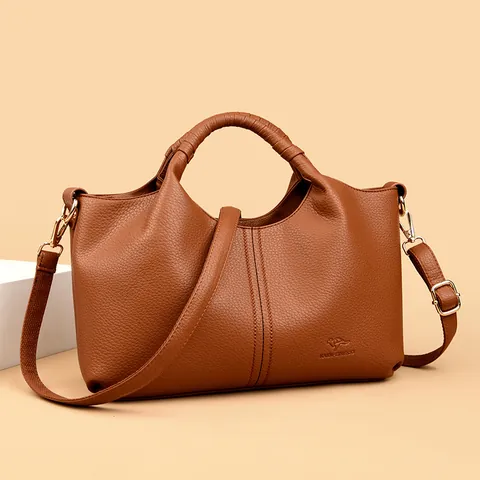 Elegant Pebbled PU Leather Tote Bag For Women Large Capacity Top Handle Crossbody Bag With Adjustable Strap Daily