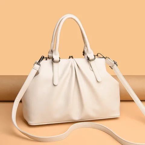 Vintage Plissiert PU-Leder Handtasche Für Damen Retro Bügelverschluss Schultertasche Große Kapazität Büro Alltäglich Umhängetasche