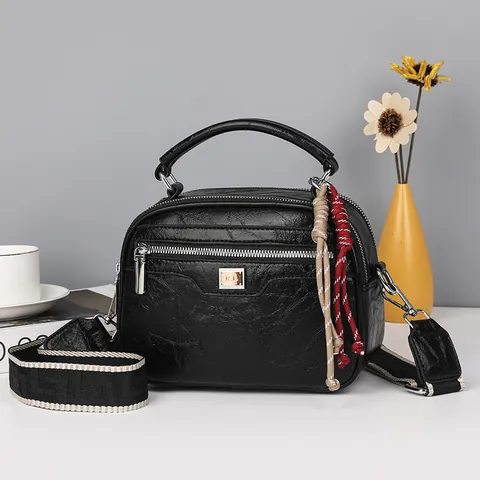 Damen Boston Tasche Retro Ölgewachstes Leder Große Kapazität Umhängetasche Farbblock PU Leder Lässige Handtasche