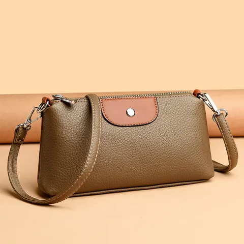 Bolso Bandolera para Teléfono de Cuero PU con Textura de Litchi para Mujer Cartera de Mano de Gran Capacidad Bolso de Hombro Urbano