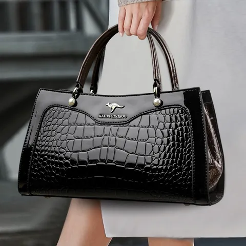 Women Retro Faux Leather Handbag Crocodile Pattern Embossed Top Handle Bag Shoulder Crossbody Tote Fashion Bag For Daily