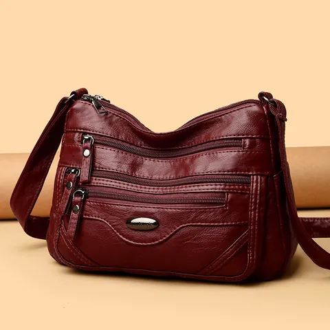 Donna Morbido Pelle PU Borsa a Tracolla Tasca Multipla Casual Borsa a Spalla Moda Grande Capacità Messaggero