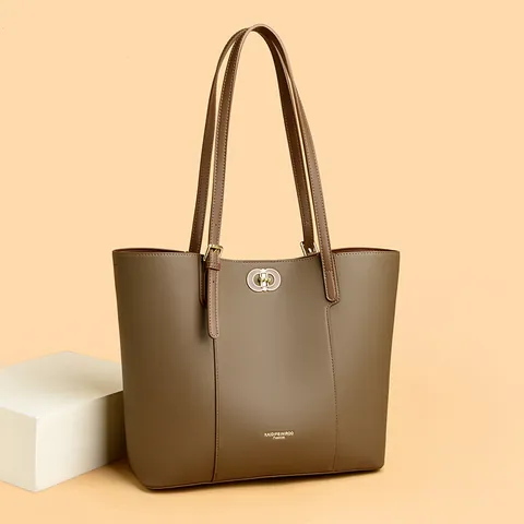 Bolso de Mano Retro Simple de Gran Capacidad para Mujer 2025 Otoño Invierno Nuevo Bolso de Hombro para Diario Cuero PU de Alta Calidad