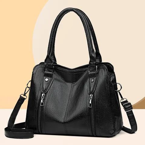 Borsa Tote di Grande Capacità Moda Donna Borsa a Tracolla Casual Commuter Pelle PU Retro Morbida Borsa a Mano