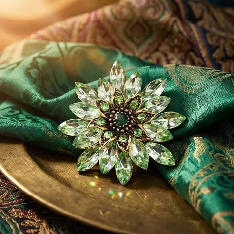 Vintage Legierung Sonnenblume Brosche mit Strass und Acryl Kristallen Elegante Blumen Anstecknadel für Damen Mode Kleidung Schmuck Zubehör
