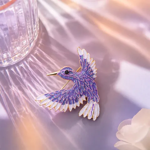 Hummingbird Brooch For Women High Grade Elegant Gradient Enamel Bird Pin For Coat Suit Dress Fashion Alloy Rhinestone Animal Brooch Jewelry Gift