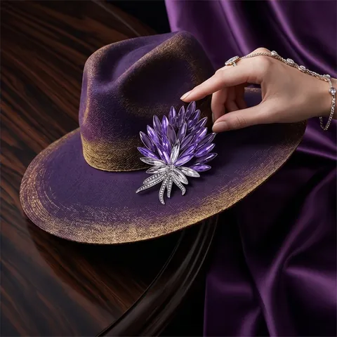 Luxury Gradient Crystal Glass Flower Bouquet Brooch Women Zinc Alloy Rhinestone Wheat Ear Corsage Elegant Suit Coat Accessory