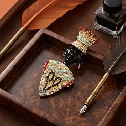Broche Ethnique Chef de Tribu en Alliage pour Femmes Hommes Vintage Style Indien Strass Émail Épingle pour Vêtements Bijoux