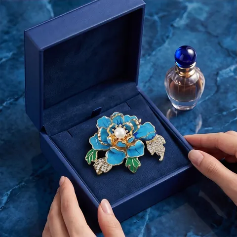 Vintage Peony Flower Brooch For Women Alloy Artificial Pearl Rhinestone Drip Oil Brooches Elegant Cheongsam Clothing Accessories Gift