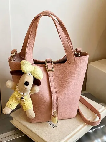 Modieuze PU Leren Emmertas Voor Dames Trendy Lychee Patroon Crossbody Schoudertas Urban Minimalistische Handtas Met Slot