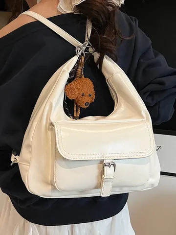 Zaino Multifunzionale in Pelle PU Metallica da Donna Grande Capacità Borsa a Tracolla Casual Fashion Hobo Bag per Scuola Quotidiana Ufficio