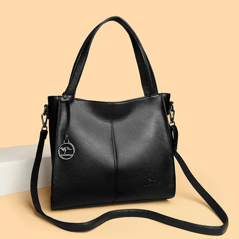 Women Large Capacity Shoulder Bag Litchi Grain PU Leather Tote Bag Fashion Multi-Compartment Crossbody Bag Commute Mother Handbag