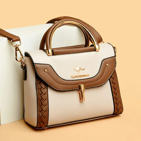 Women New 2025 Woven Contrast Color Small Square Crossbody Bag PU Leather Trendy Daily Shoulder Bag With Metal Handle Messenger Bag