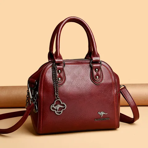 Elegante Borsa a Conchiglia da Donna in Pelle PU con Motivo Litchi Borsa a Tracolla alla Moda con Charm a Forma di Canguro Borsa da Spalla Urbana