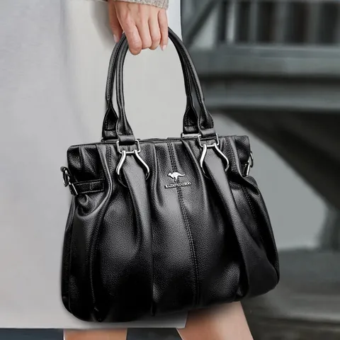 2025 Moda Bolso Tote de Cuero PU para Mujer Gran Capacidad Bolso de Hombro Con Logo Canguro Bolso de Mano para Mamá