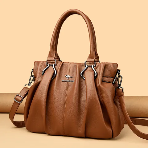2025 Moda Bolso Tote de Cuero PU para Mujer Gran Capacidad Bolso de Hombro Con Logo Canguro Bolso de Mano para Mamá