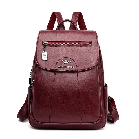 Women's Fashion Backpack Large Capacity PU Leather Travel Bag European American Vintage Student Anti-theft Backpack For School Trip