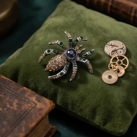 Vintage Legierung Strass Spinne Brosche Nischendesign Insekt Corsage Pin Schmuck Kleidung Reversnadel Für Damen Herren Zubehör
